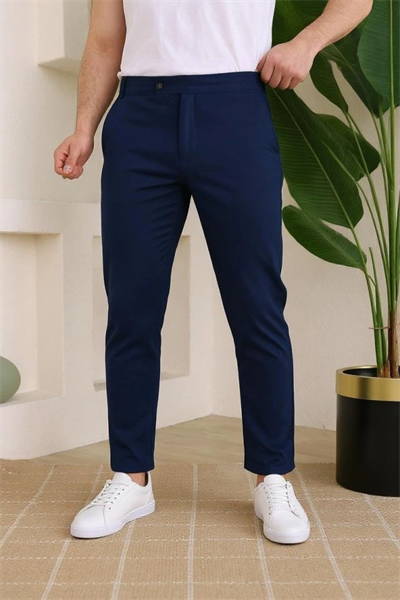 Erkek Slim Fit Likralı Bilek Boy Dilli Kumaş Pantolon