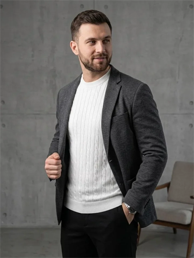 Erkek Yazlık Triko Dokuma Tişört Kısa Kol Bisiklet Yaka Örgü Desenli T-Shirt - Beyaz