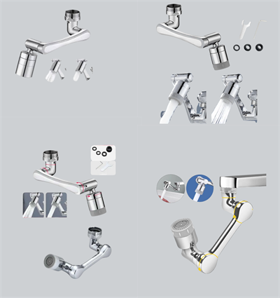 Esnek 1080° Musluk Başlığı 3 Eklemli Hareketli Su Modlu Lavabo Aparatı