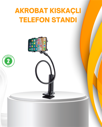 Esnek Gövdeli Mandallı Masaüstü Telefon Tutucu