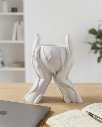 Estetik El Figürlü Dekoratif 3D Baskı Vazo Saksı Ev Dekorasyonu