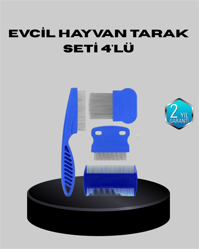 Evcil Hayvan Tüy Bakım Seti – 4’lü Paslanmaz Çelik ve Eco Plastik, Kolay Temizlenebilir ve Dayanıklı