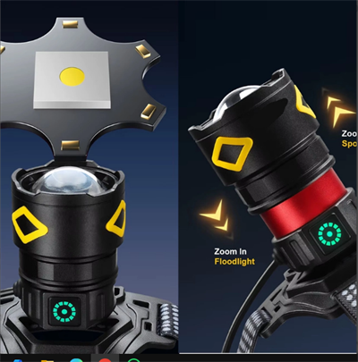 F.B.I Pro F-3003 Alüminyum PM10-TG LED Type-C Powerbank ve Solar Şarjlı Kamp Kafa Feneri