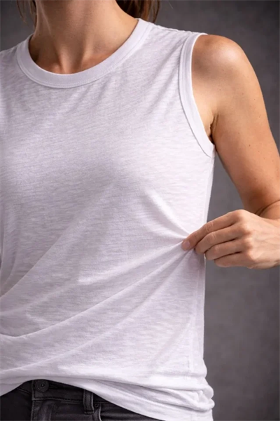 Flamlı Kumaş Sıfır Kolsuz Atlet  Basic Spor Üst, Günlük Ve Fitness Kullanımına Uygun - Beyaz