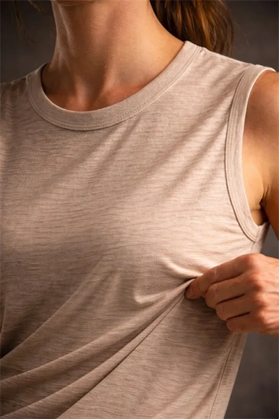 Flamlı Kumaş Sıfır Kolsuz Atlet Basic Spor Üst, Günlük Ve Fitness Kullanımına Uygun - Taş