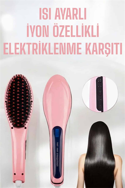 Fön Etkili Saç Düzleştirici Tarak Yıpranma Karşıtı Döner Kablo Isı Ayarlı