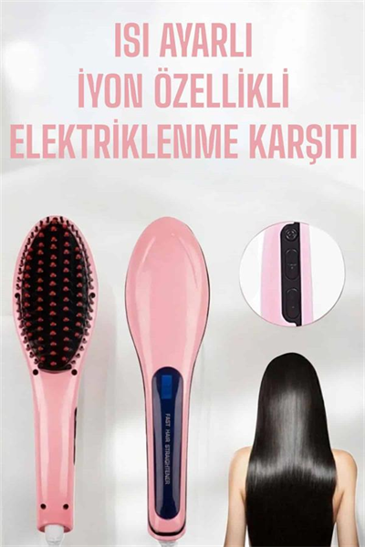 Fön Etkili Saç Düzleştirici Tarak Yıpranma Karşıtı Döner Kablo Isı Ayarlı