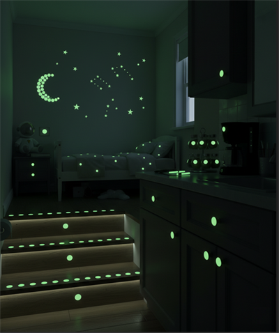 Fosforlu Etiket Karanlıkta Işık Veren Yıldız Tozu Etiketleri