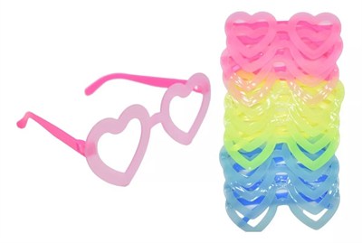 Fosforlu Kalp Model Glow Parti Gözlüğü Karanlıkta Yanan Gözlükler 12 Adet