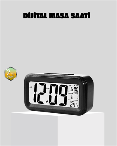 Fotoselli Dijital Masa Saati Aydınlatmalı Alarm ve Tarih Göstergeli