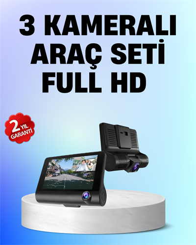 Full HD 1080P 3 Kameralı Araç DVR – Gece Görüşlü ve G-Sensörlü Güvenlik Çözümü