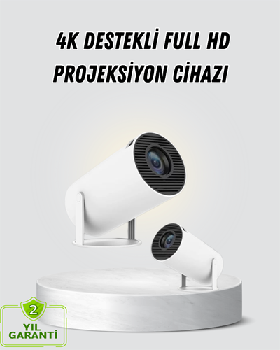 Full HD 4K Destekli Akıllı Projeksiyon – 130 inç Ekran, Uzun Ömürlü Ampul ve Çoklu Giriş