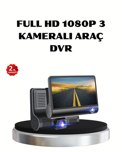 Full HD Araç Kamerası 3’lü 4.0” Ekranlı ve HDR Gece Görüşlü
