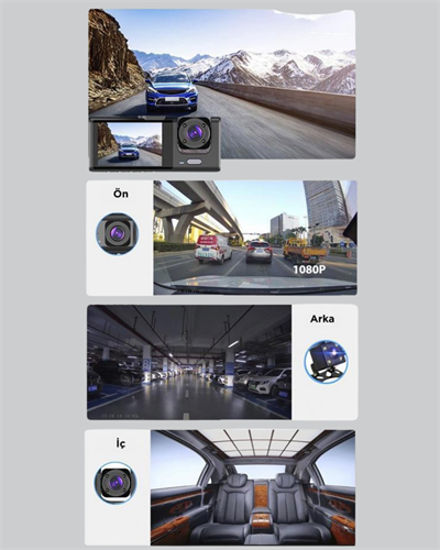 Full HD Çift Yönlü Araç Kamerası  Hareket Algılama  Döngüsel Kayıt