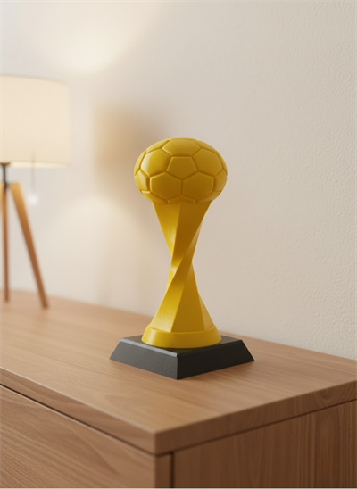 Futbol Toplu Sarı Kupa 21cm Masaüstü Dekor Ödül Figürü