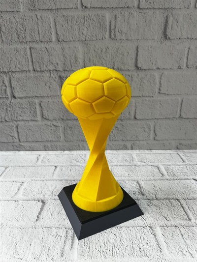 Futbol Toplu Sarı Kupa 21cm Masaüstü Dekor Ödül Figürü
