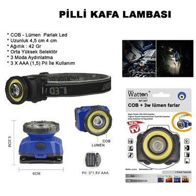 Güçlü Pilli Kafa Lambası Wt-607