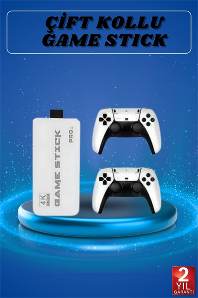 Game Stick 4K Retro Çift Kollu Atari Oyunlari +20000 Oyunlu Konsol Nostalji