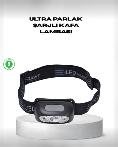 Gece Balıkçılığı İçin Ultra Parlak Şarjlı Kafa Lambası | 4 Işık Modu + USB Şarj