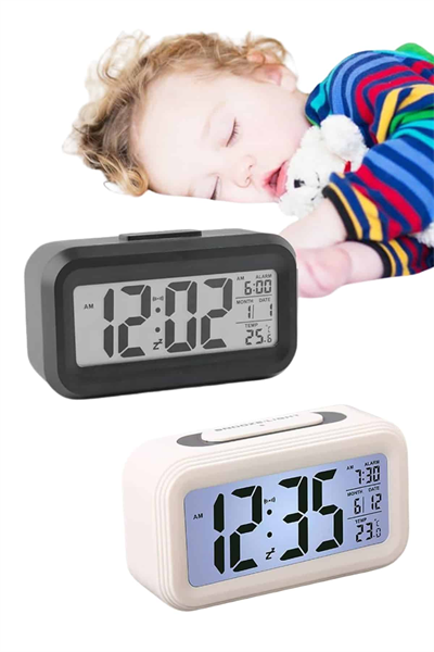 Gece Dijital Masa Saati Dijital Alarmlı Led Ekran Pilli Çalar Saat