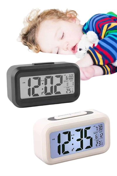 Gece Dijital Masa Saati Dijital Alarmlı Led Ekran Pilli Çalar Saat
