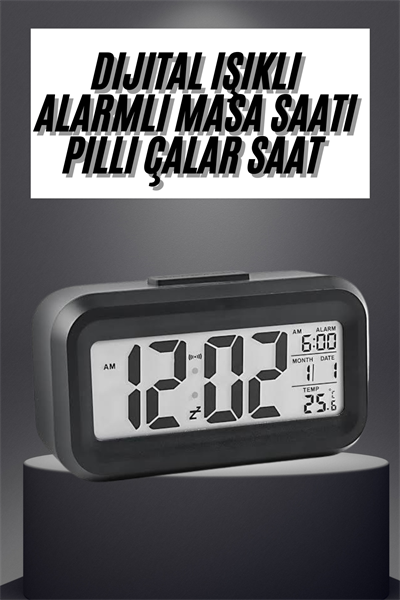 Gece Dijital Masa Saati Dijital Alarmlı Led Ekran Pilli Çalar Saat