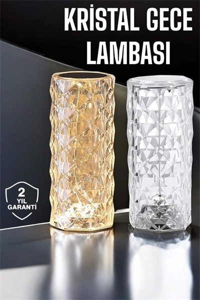 Gece Lambası Kristal Lamba Dokunmatik Şarjlı Hediyelik