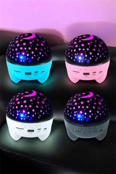 Gece Lambası Projeksiyon Görünümlü Şarjlı Yıldızlı Yuvarlak