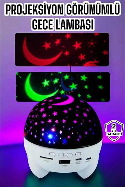 Gece Lambası Renkli Yıldızlı Gökyüzü Projeksiyon Gece Tavan Yansıtma