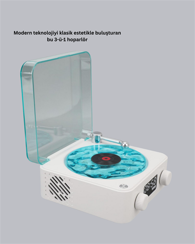 Gece Lambası Stereo Bluetooth Hoparlör Dijital Saatli Vintage Tasarım Çok Fonksiyonlu