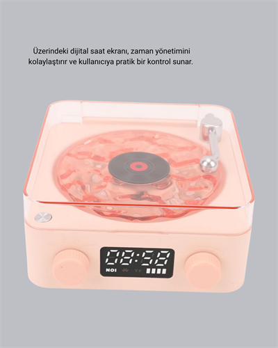 Gece Lambası Stereo Bluetooth Hoparlör Dijital Saat Su Dalgası Efektli 3-ü-1 Cihaz