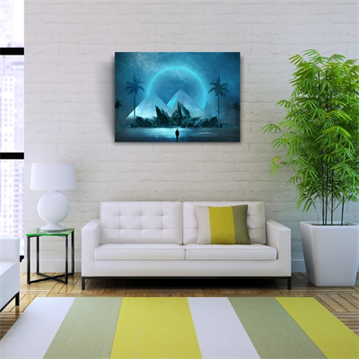 Geleceğin Gece Betimlenmesi , Mavi Tonlarda Kanvas Tablo 50 x 70