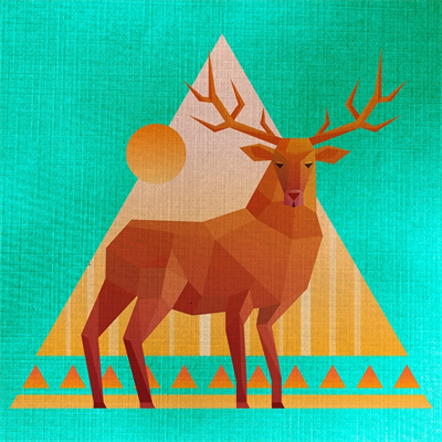 Geyik Figürü,  Soyut Çalışma Kanvas Tablo 50 x 70