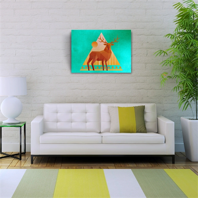 Geyik Figürü,  Soyut Çalışma Kanvas Tablo 50 x 70