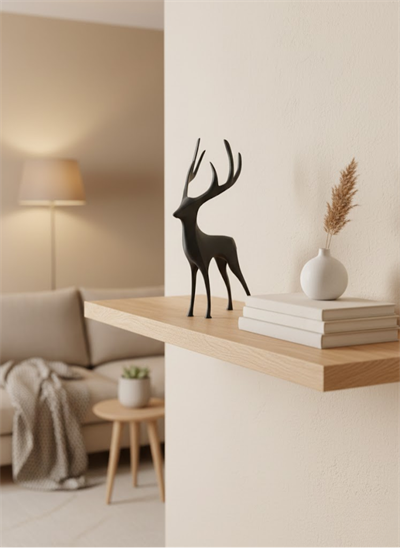 Geyik Figürü Gri Modern Salon ve Raf Dekoru