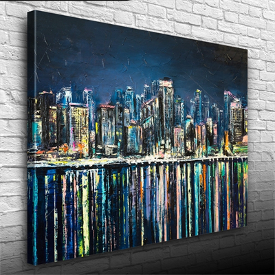 Gökdelenler ve Suya Yansıması Kanvas Tablo 50 x 70