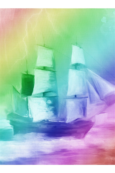 Gökkuşağı Gemi Canvas Tablo (50x70)