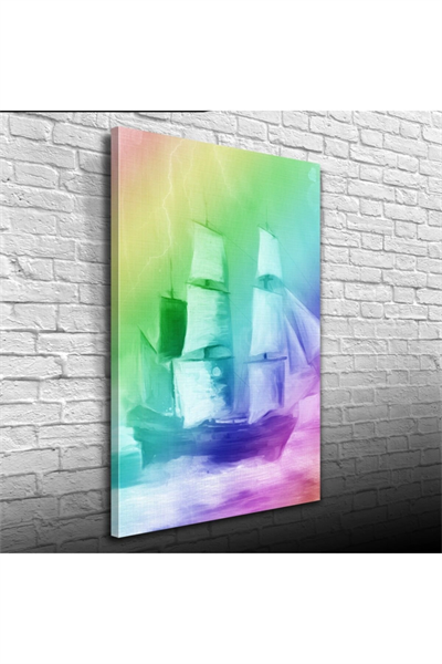 Gökkuşağı Gemi Canvas Tablo (50x70)