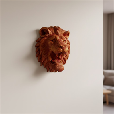 Gold Kırmızı Aslan Duvar Dekoru Asılabilir Hediyelik 3D Heykel 20x21 cm