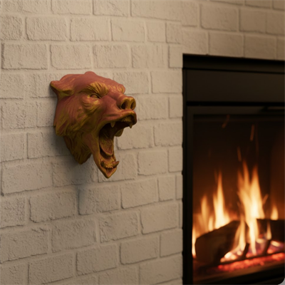 Gold Kırmızı Jaguar Duvar Dekoru Asılabilir Hediyelik 3D Heykel 20x16 cm