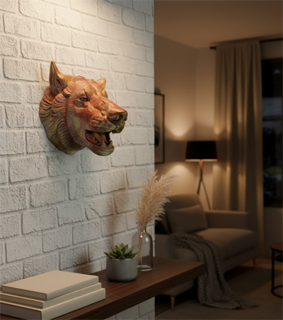 Gold Kurt Duvar Aksesuarı Asılabilir 3D Dekoratif Heykel 25x19 cm