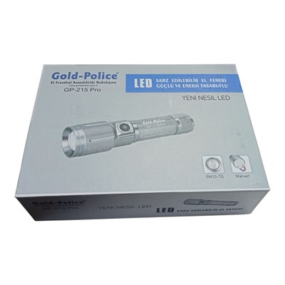 Gold Police GP-215 Pro Şarjlı El Feneri PM10 Led Mıklatıslı
