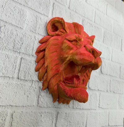 Gold Red Aslan Başı Duvar Aksesuarı