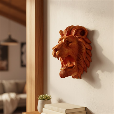 Gold Red Aslan Başı Duvar Aksesuarı
