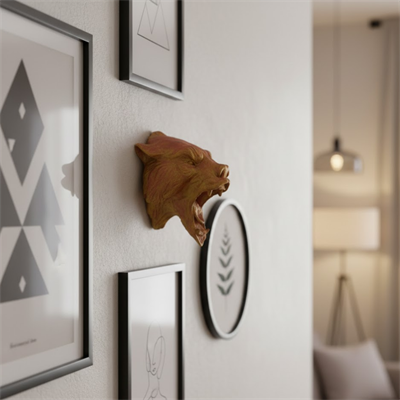 Gold Red Jaguar Başı Duvar Aksesuarı Asılabilir Dekoratif 20x16 cm