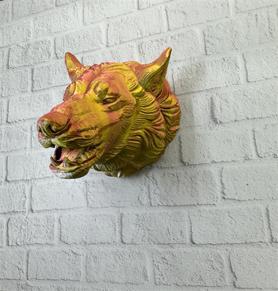 Gold Renk 3D Kurt Başı Duvar Dekoru