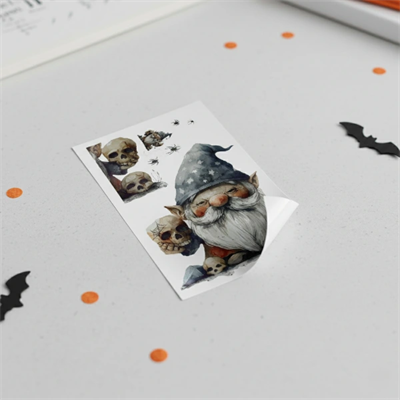 Gotik Cüce ve Kafatası Halloween Duvar Sticker Seti