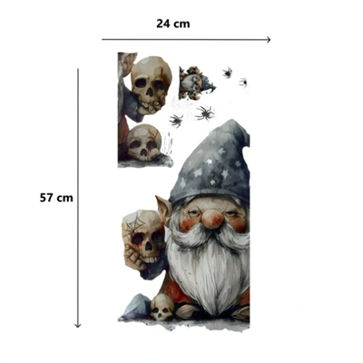 Gotik Cüce ve Kafatası Halloween Duvar Sticker Seti