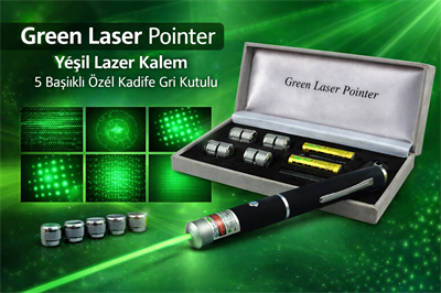Green Lazer Kalem 5 Başlıklı Özel Kadife Gri Kutulu