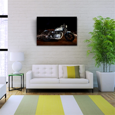 Gri Klasik Naked Motosiklet Kanvas Tablo 50 x 70